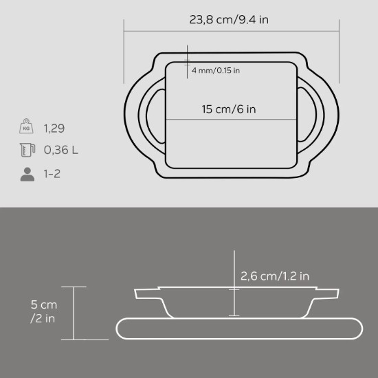 Lava öntvény tepsi 12 x 15 cm alátéttel