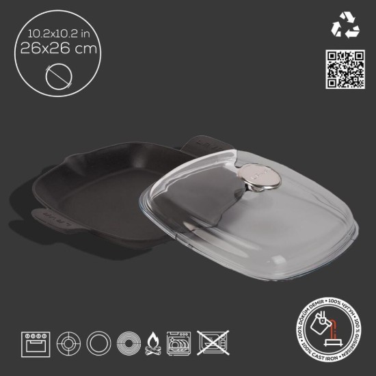 Lava serpenyő fedővel 26 x 26 cm