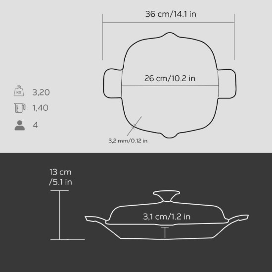Lava serpenyő fedővel 26 x 26 cm