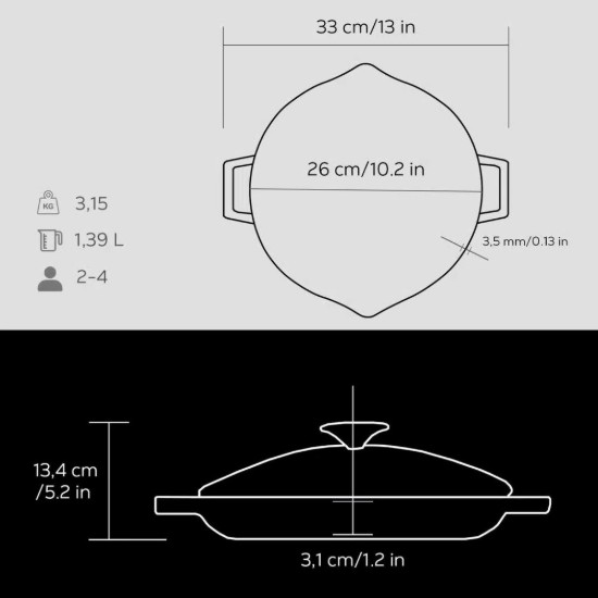 Lava serpenyő fedővel 26 cm