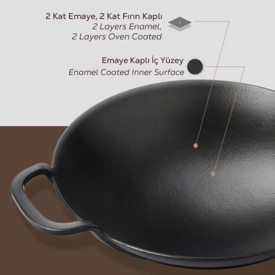 LAVA ~ 38 cm-es öntöttvas Wok