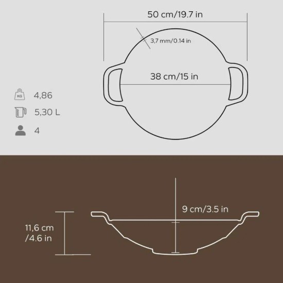 LAVA ~ 38 cm-es öntöttvas Wok