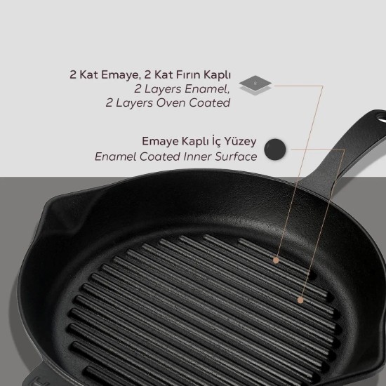 LAVA - 28 cm -es öntöttvas grillserpenyő