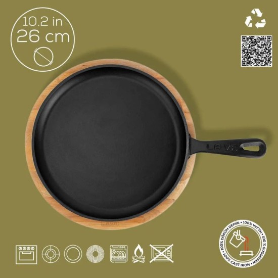 Lava öntvény serpenyő 26 cm alátéttel