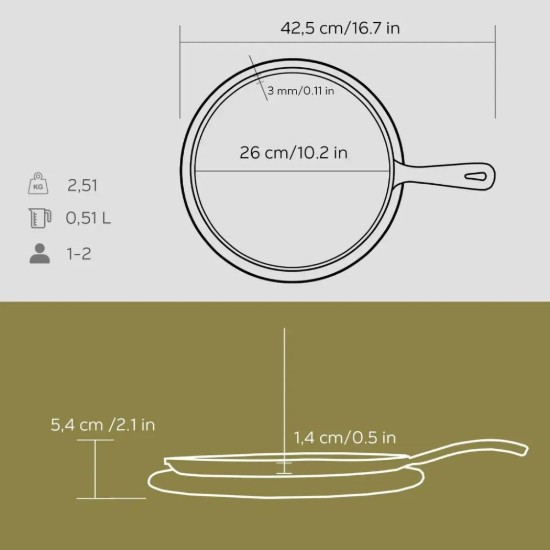 Lava öntvény serpenyő 26 cm alátéttel