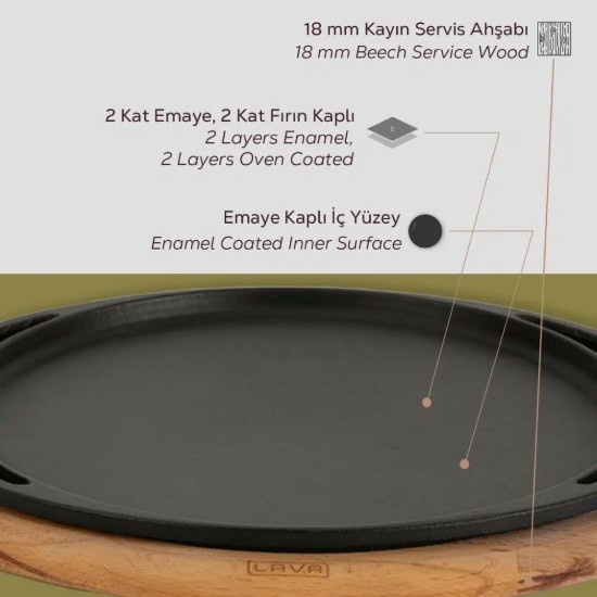 Pizza/palacsintasütő fa állvánnyal, 20 cm - LAVA