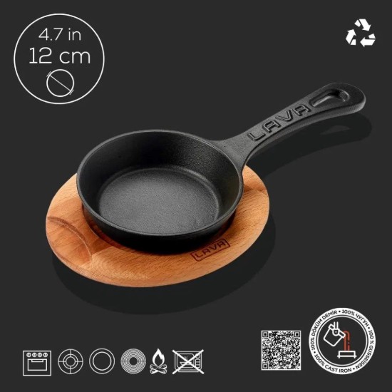 Lava öntvény serpenyő 12 cm alátéttel