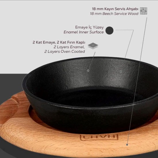 Lava öntvény serpenyő 12 cm alátéttel