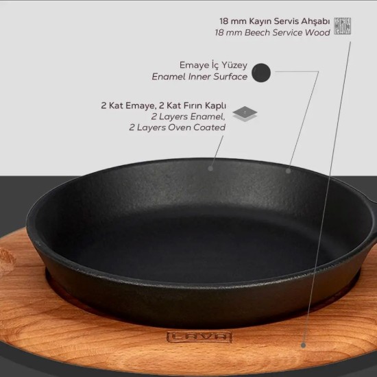 Lava öntvény serpenyő 16 cm alátéttel