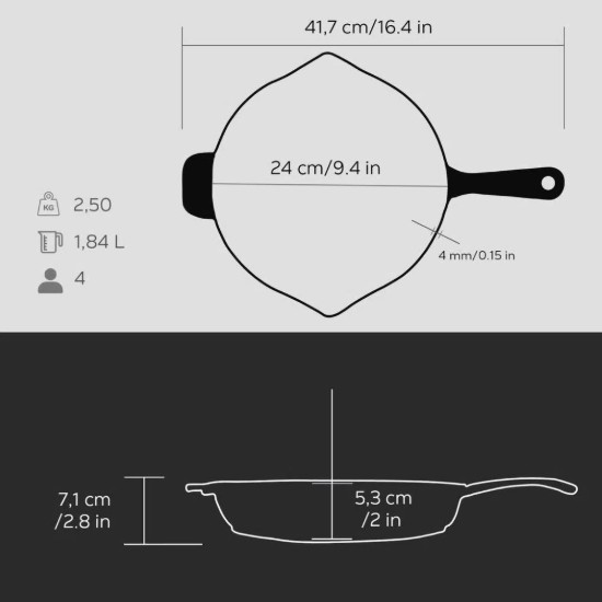 Serpenyő, öntöttvas, 24 cm - LAVA