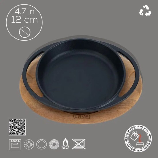 Lava tepsi alátéttel, 12 cm