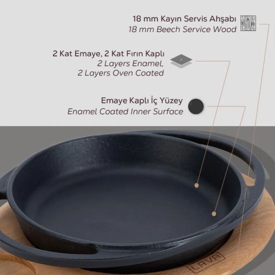 Lava tepsi alátéttel, 12 cm