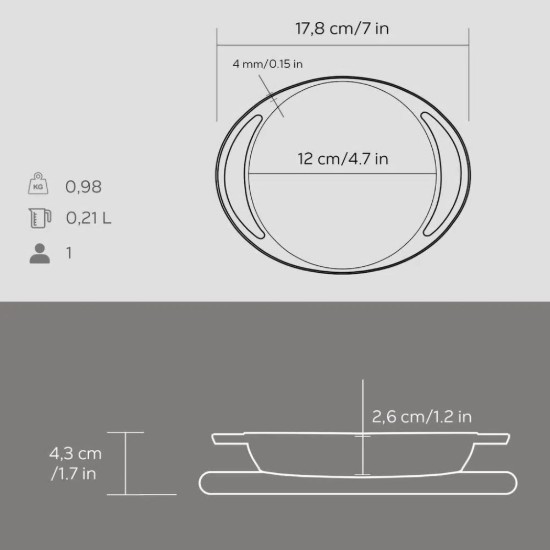 Lava tepsi alátéttel, 12 cm