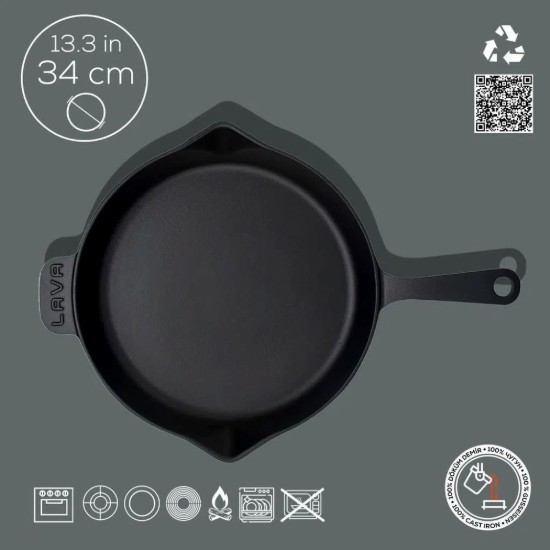 Serpenyő, öntöttvas, 34 cm - LAVA