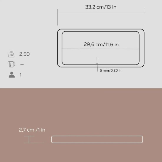 Lava -  16 x 30 cm -es öntöttvas tálalótálca fa alátéttel