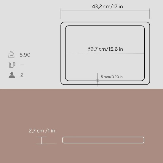 Öntöttvas tál fa állvánnyal, 40 x 30 cm - LAVA