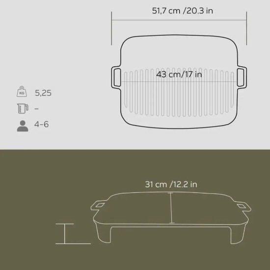 Lava öntvény rostély, 43 x 31 cm