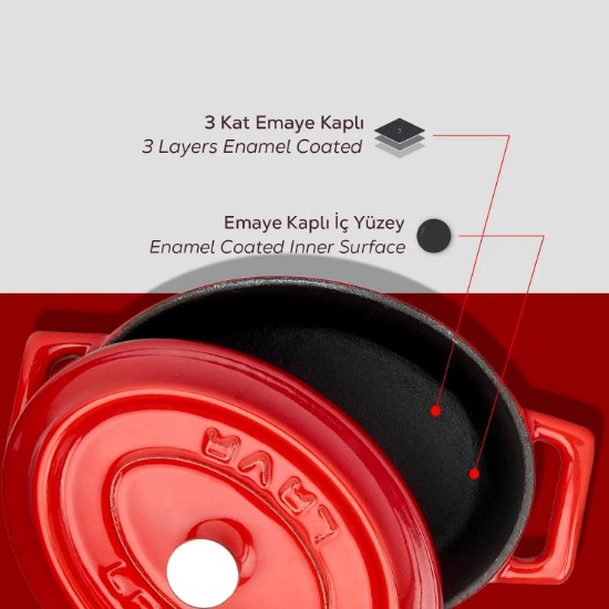 Lava ovális öntvény lábas 12 cm