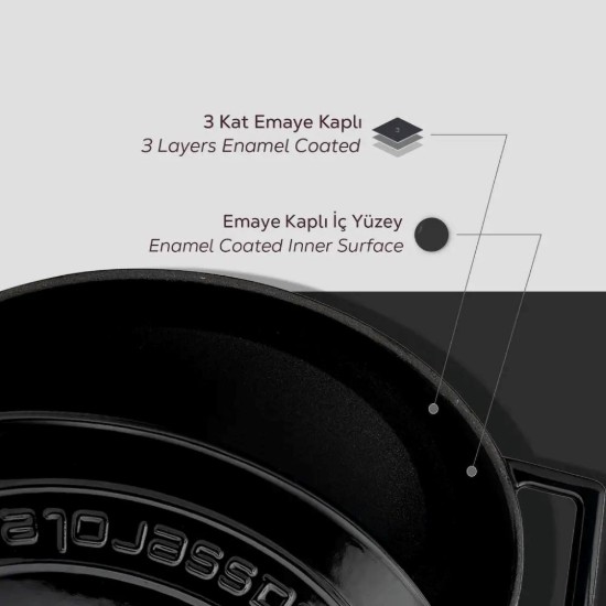 Ovális lábas, öntöttvas, 27 cm, "Folk", fekete - LAVA