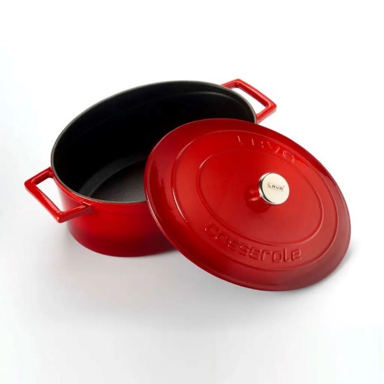 LAVA ovális öntvény lábas, 27cm/3,9L "Folk", Piros