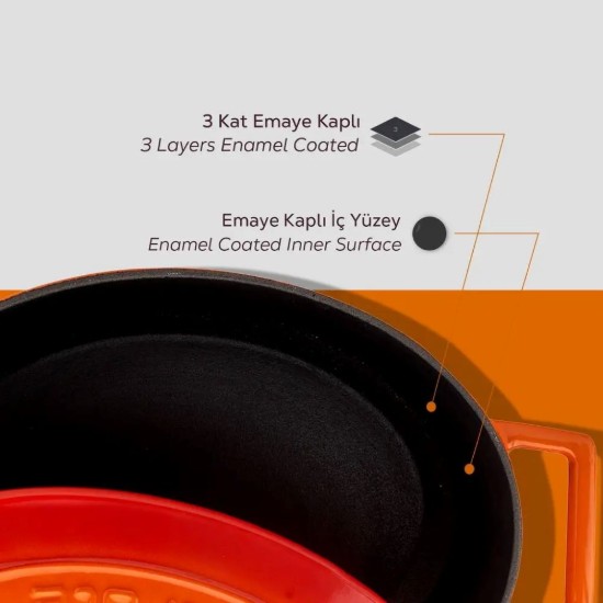 LAVA öntvény ovális lábas 27cm/3,9L "Folk", narancssárga