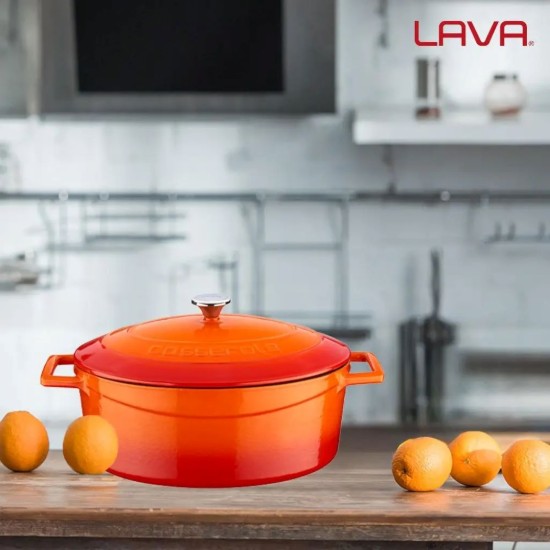 LAVA öntvény ovális lábas 27cm/3,9L "Folk", narancssárga