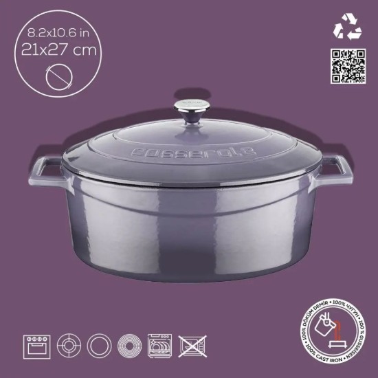 Lava ovális öntvény lábas 27 cm, lila