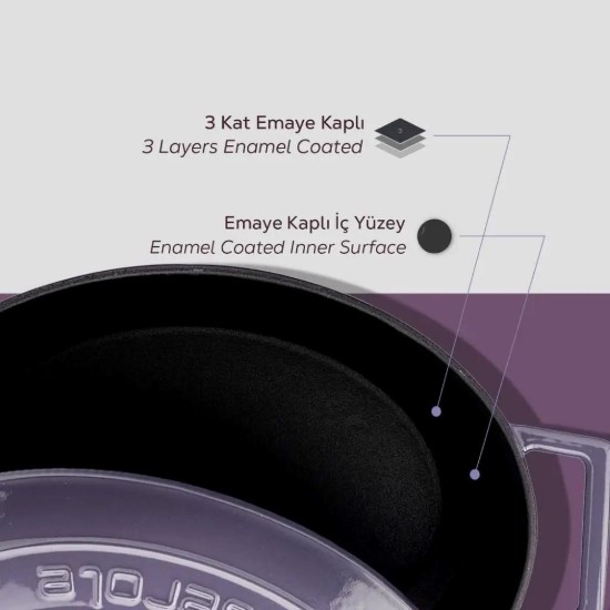 Lava ovális öntvény lábas 27 cm, lila