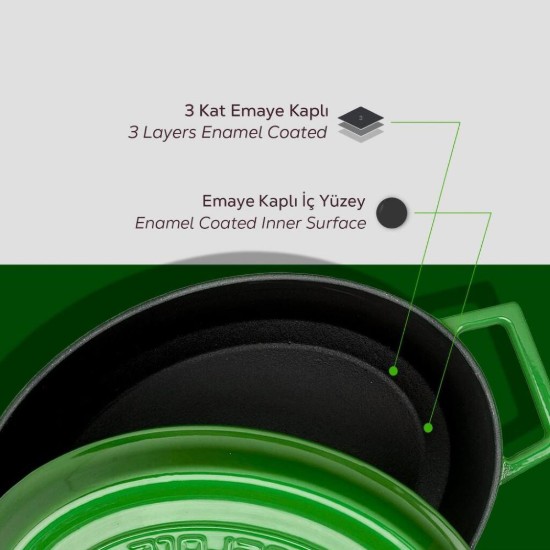 Ovális lábas, "öntöttvas, 27 cm, "Trendy", zöld - LAVA