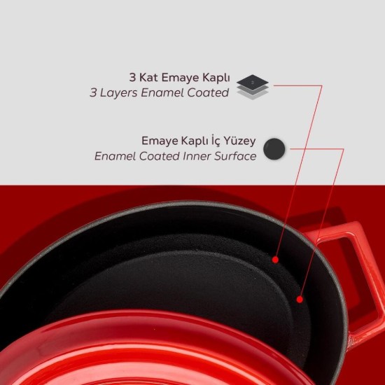 Ovális lábas, öntöttvas, "Trendy", 27 cm, piros - LAVA