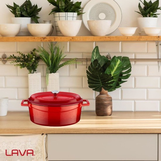 Ovális lábas, öntöttvas, "Trendy", 27 cm, piros - LAVA