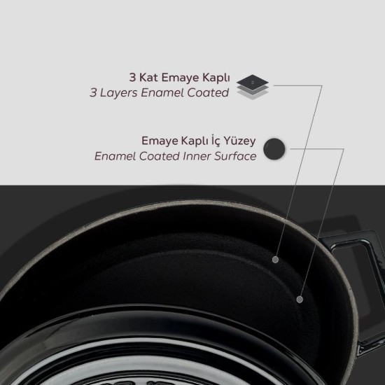 Ovális lábas, öntöttvas, 27 cm, "Trendy", fekete - LAVA