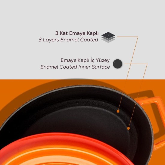 Ovális lábas, öntöttvas, 27cm/3.91L "Trendy", narancssárga - LAVA