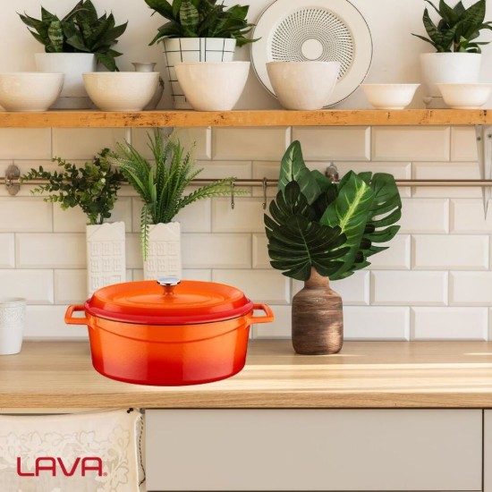 Ovális lábas, öntöttvas, 27cm/3.91L "Trendy", narancssárga - LAVA