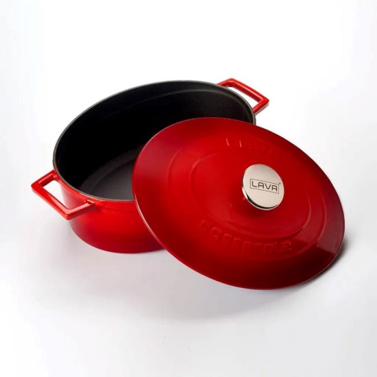 LAVA öntvény ovális lábas, 29cm/4,67L, "Folk", piros