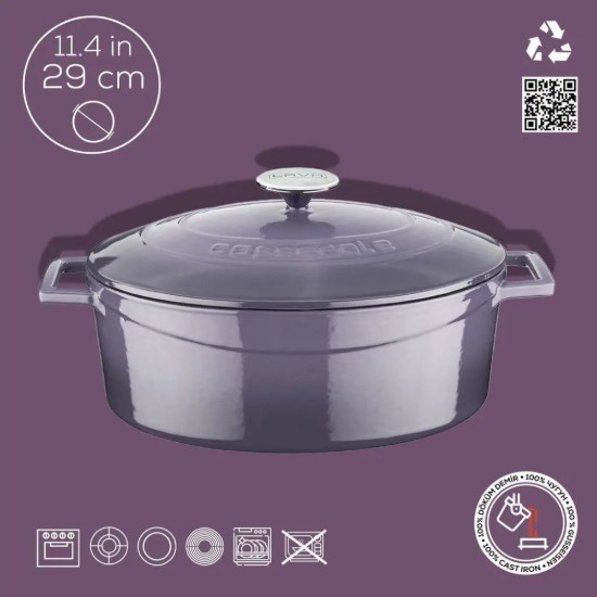 LAVA ovális öntvény lábas, 29cm/4,67L, "Folk", lila