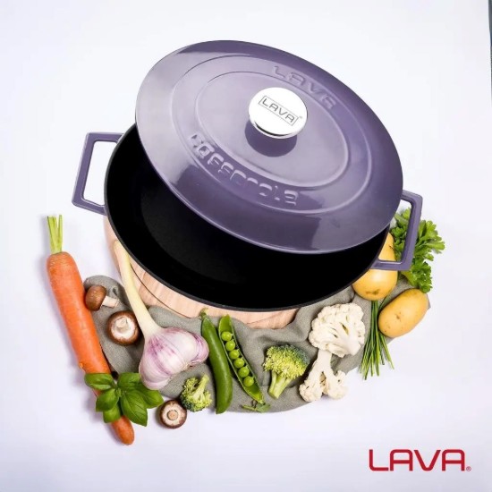 LAVA ovális öntvény lábas, 29cm/4,67L, "Folk", lila