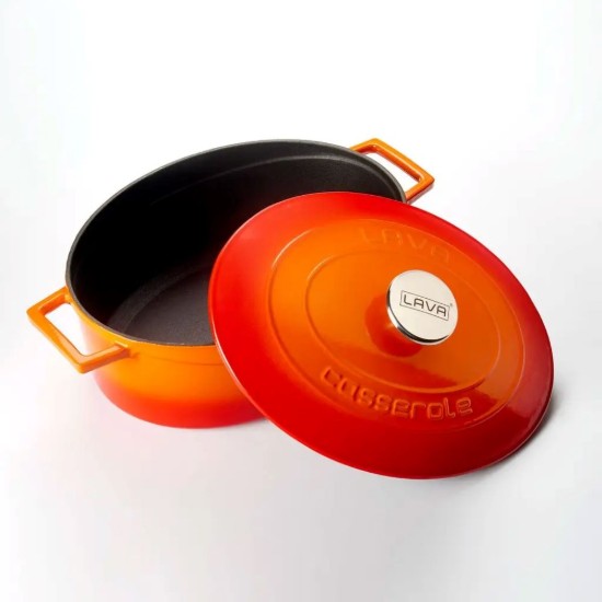 LAVA ovális öntvény lábas, 29cm/4,67L "Folk", narancs