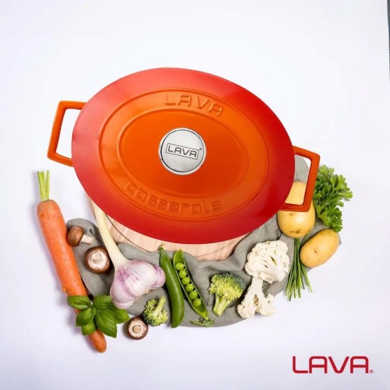 LAVA ovális öntvény lábas, 29cm/4,67L "Folk", narancs