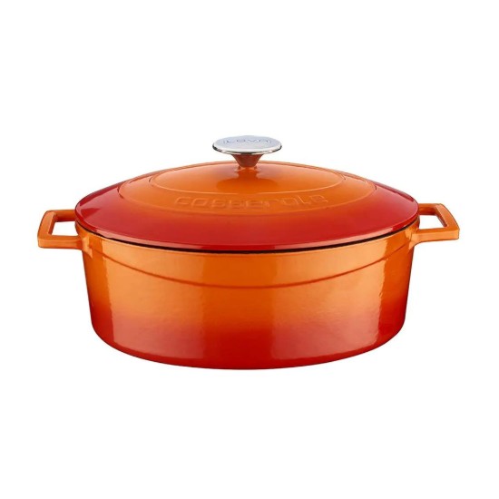 LAVA ovális öntvény lábas, 29cm/4,67L "Folk", narancs