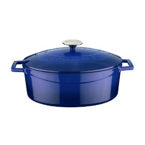 LAVA Ovális lábas, öntöttvas, 29cm/4,7L, "Folk", kék