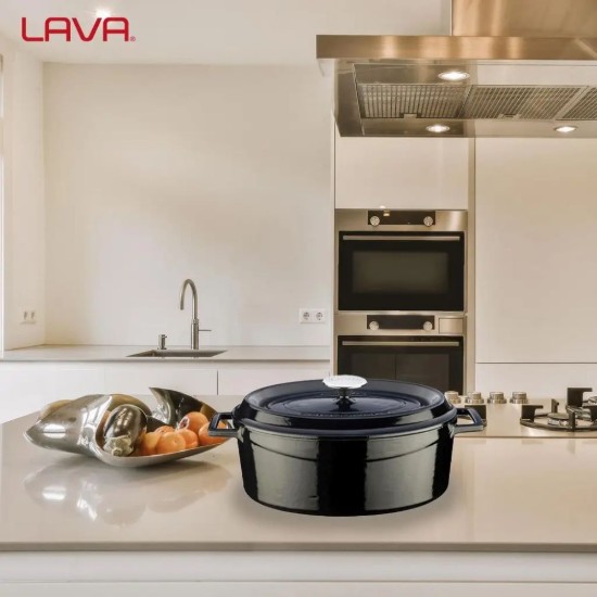 LAVA ovális öntvény lábas, 31cm/5,47L, "Trendy", fekete