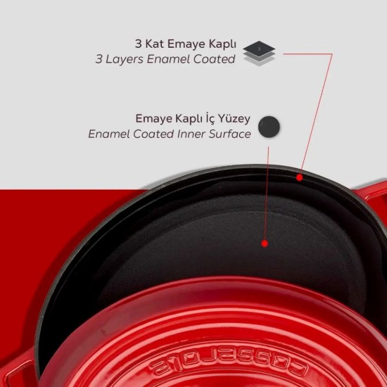 Lava ovális öntvény lábas, 31cm/5,47L, "Trendy", piros