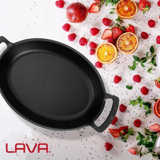 Lava Óvális öntöttvas tál, 23 x 17, piros