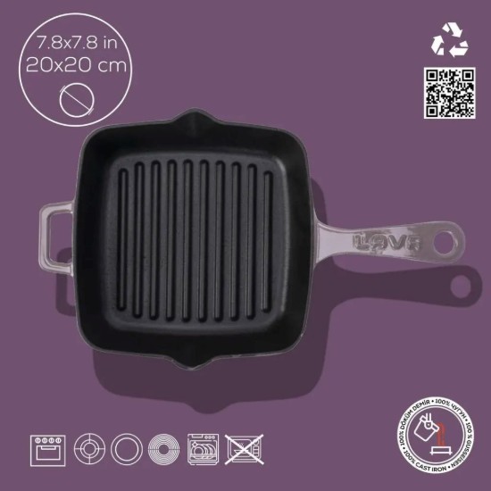 Grillserpenyő, öntöttvas, 19,5 x 19,5 cm, lila – LAVA