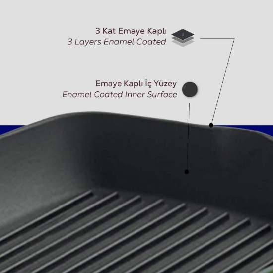 LAVA grill serpenyő, 26 x 26 cm, kék