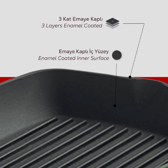 Lava grill serpenyő  26 x 26 cm, piros
