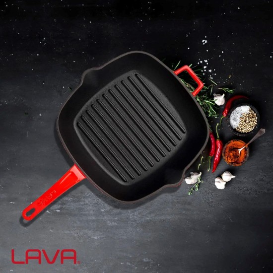 Lava grill serpenyő  26 x 26 cm, piros