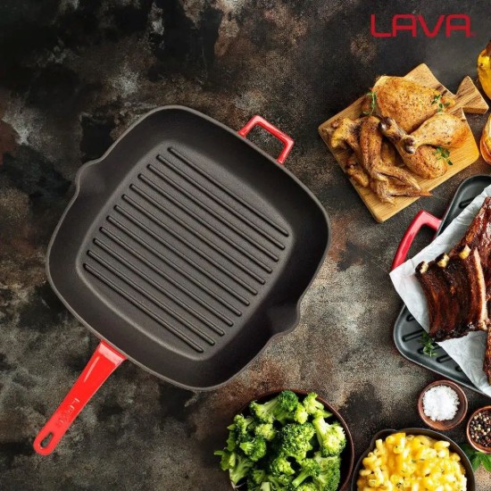 Lava grill serpenyő  28 x 28 cm, piros