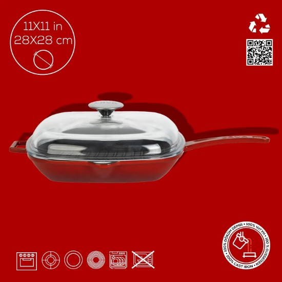 Lava grillserpenyő, méretei 28 x 28 cm, öntvény, "Glaze"